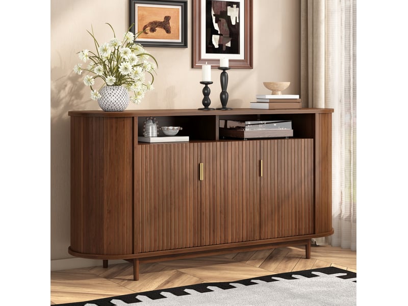Buffet bas 140x40x78 cm 3 portes mdf noyer - Conforama B