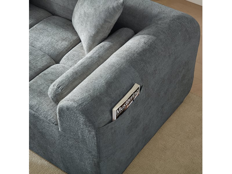  Canapé d'angle 263x132.5x68 cm 4 places bleu  - Conforama D
