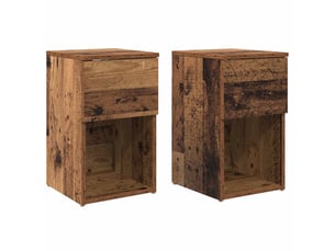 Table de chevet - table de lit 2 pièces bois ancien 29 x 31,5 x 49 cm