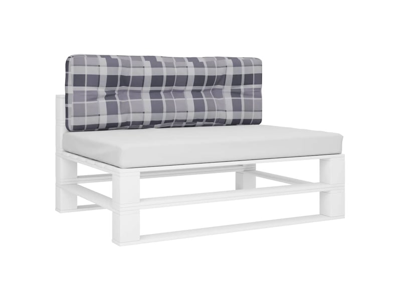  Coussin de palette, coussin de chaise, coussin de canapé motif à carreaux gris 120x40x12 cm tissu cf55357  - Conforama C