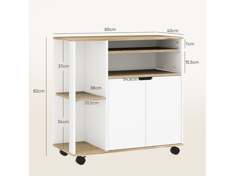  Desserte de cuisine 80x40x82 cm avec rangement en bois bois naturel  - Conforama E
