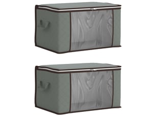 Boîte de rangement avec fenêtre latérale transparente 2 pcs gris shl83668