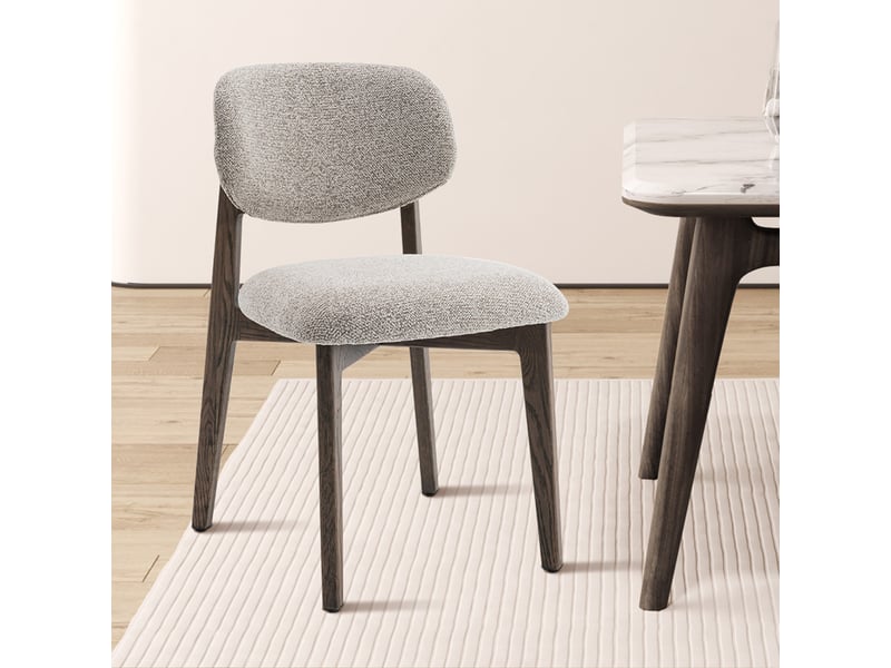 Carmen - chaise en tissu beige et chêne massif foncé CARMEN-BEI-BOIF - Conforama B