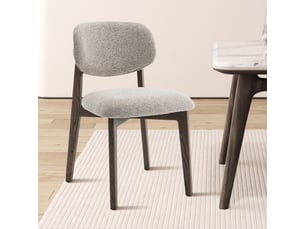 Carmen - chaise en tissu beige et chêne massif foncé