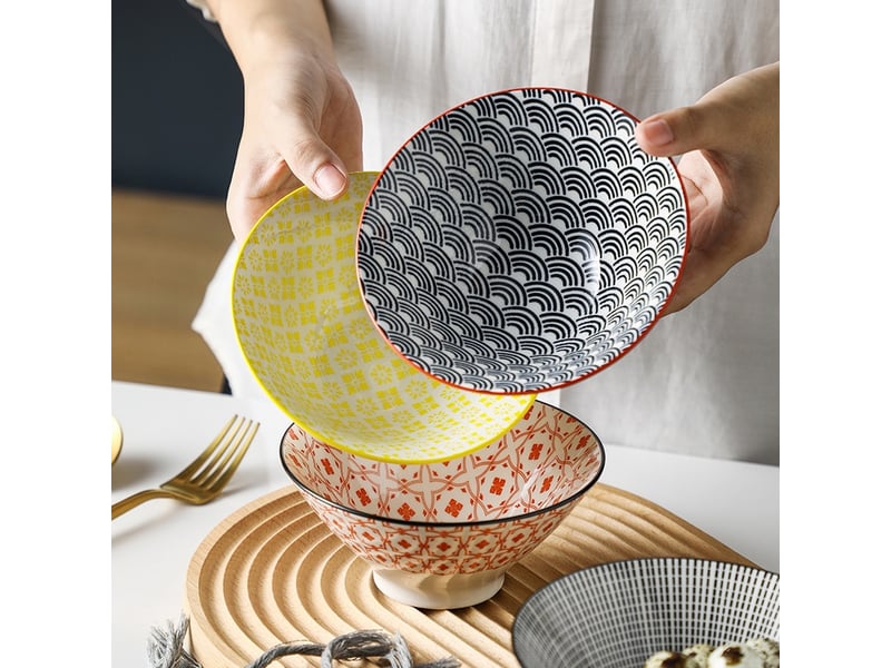 Lot de 6 bols à céréales en porcelaine – légers, pour pâtes, salade, ragoûts et riz - Conforama C