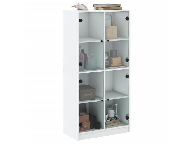  Buffet haut - bahut - meuble de rangement avec portes blanc 68x37x142 cm bois d'ingénierie  - Conforama E