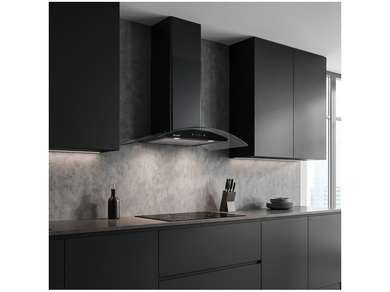  Hotte aspirante beldeko vera 60 bk - verre noir 60 cm, commande gestuelle, 513 m³h, 4 vitesses, éclairage led, a+  - Conforama C
