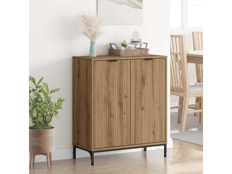 Buffet salon, buffet de rangement chêne artisanal 69,5x33x82 cm bois d'ingénierie - Conforama D