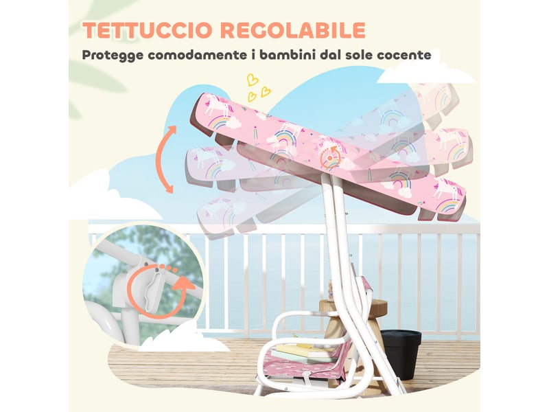  Balançoire enfant 2 places, 112 x 75 x 120 cm, rose  - Conforama E