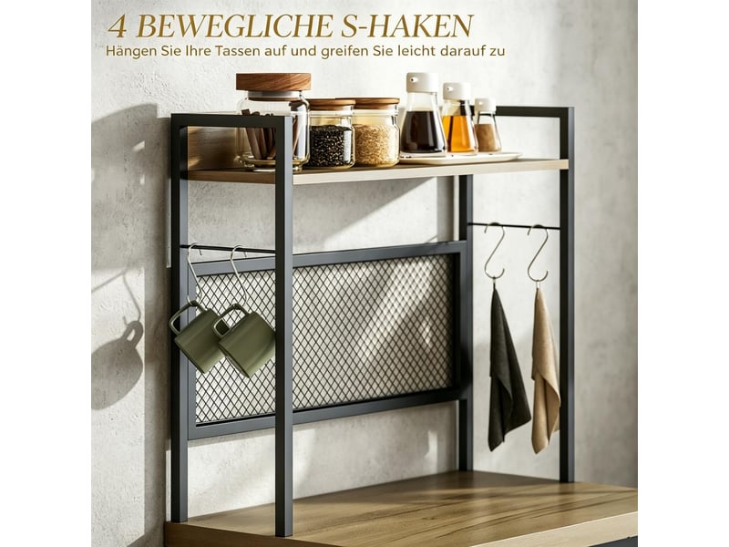  Buffet de cuisine 3 tiroirs plan de travail compartiment de rangement 4 crochets style industriel  - Conforama D