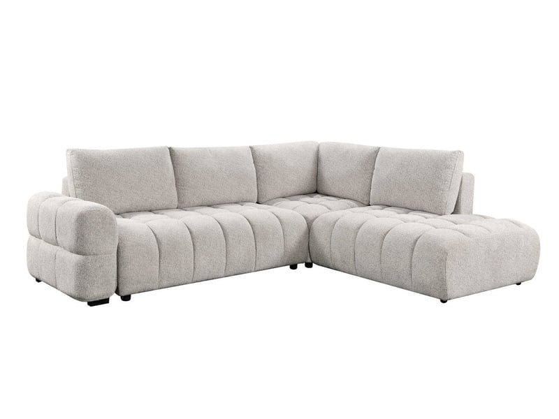  Canapé d'angle convertible avec coffres en velours texturé beige naelie - angle droit KF7993-3M-BEI - Conforama A