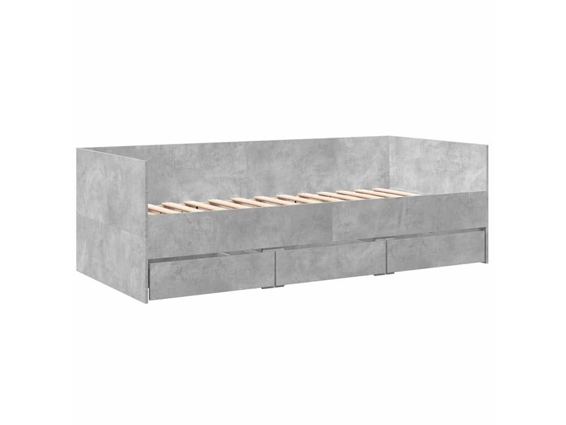  Lit simple- lit adulte -  lit de jour avec tiroirs sans matelas gris béton 90x200 cm  - Conforama B