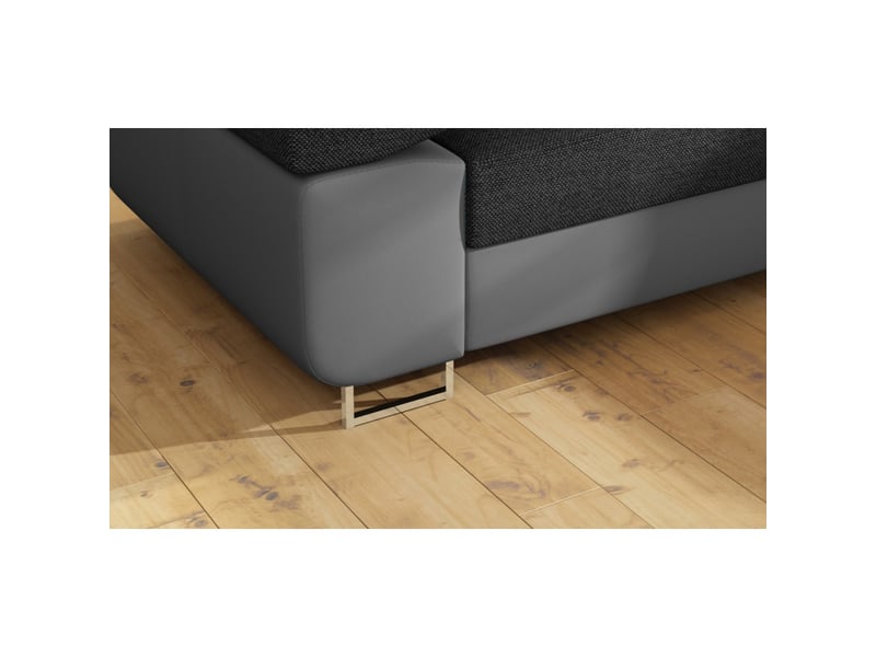  Canapé d'angle convertible menton gris foncé et gris – angle droit avec coffre  - Conforama E