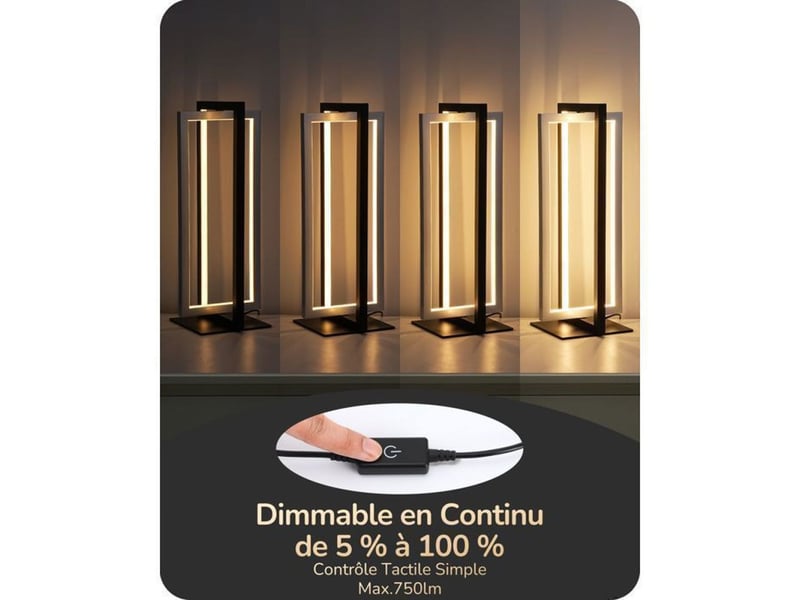  Lampe de table led tactile 18w 750 lm cadre pivotant 3 cct noir argent 370618_AAAYU30548_6_DROPFR - Conforama C