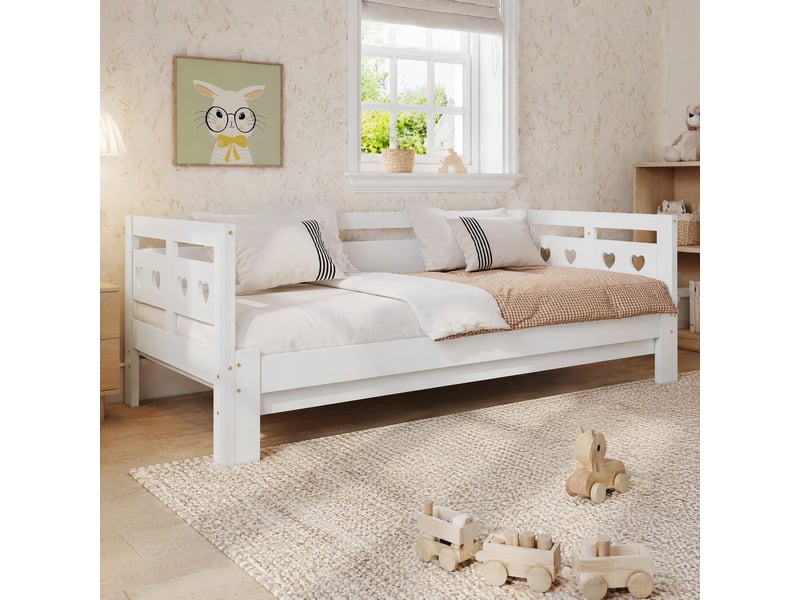  Lit extensible 90x190 cm blanc avec seconde place de couchage  - Conforama B