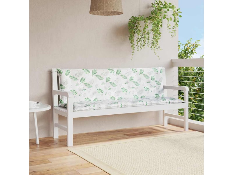  Lot de 2 coussins de banc de jardin, coussins d'assise motif de feuilles tissu cf58670  - Conforama B