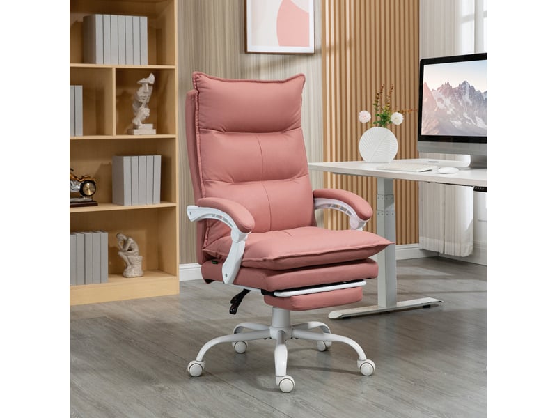 Fauteuil de bureau massant et chauffant, chaise de bureau, hauteur réglable, dossier inclinable, 66x74x121,5cm rose - Conforama B