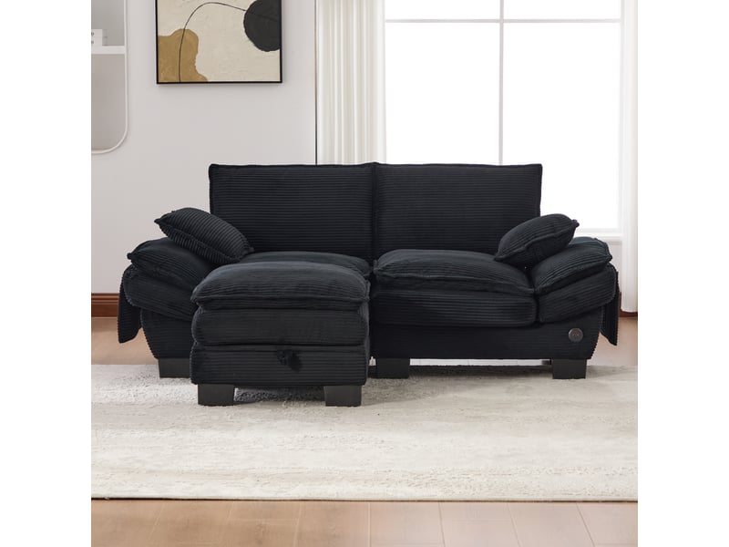  Canapé d'angle réversible fixe 2 places tissu noir  - Conforama D