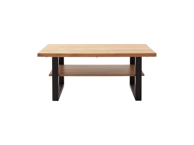  Table basse avec étagère coloris chêne massif huilé - longueur 115 × largeur 65 × hauteur 49 cm  - Conforama A