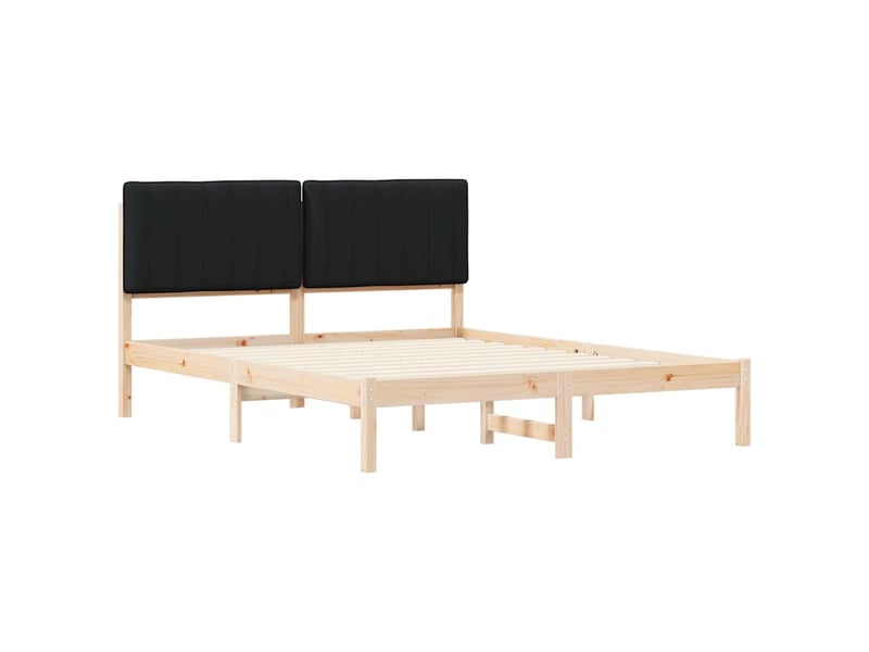  Lit double- lit adulte -  cadre de lit avec tête de lit rembourrée noir 150 x 200 cm  - Conforama C