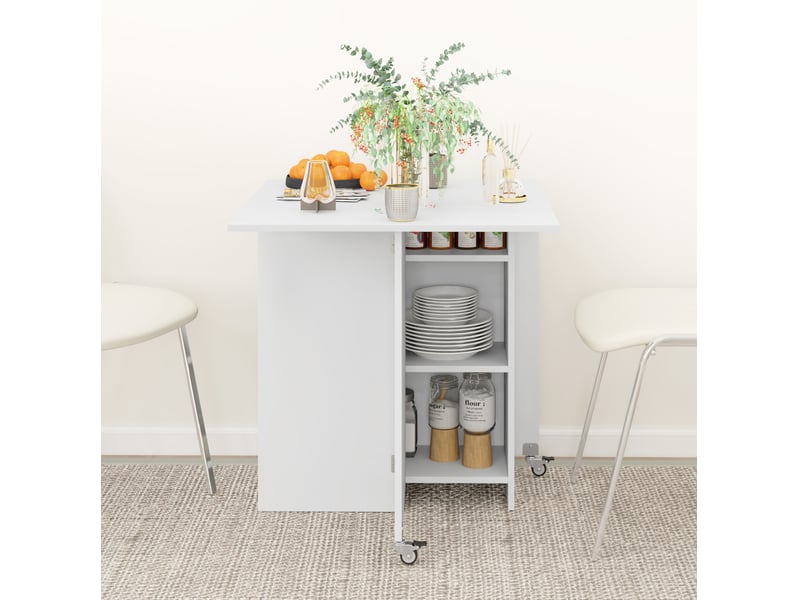 Table extensible avec 2 plateaux rabattables, 1 tiroir et 2 niches de rangement pour cuisine et salle à manger - Conforama C