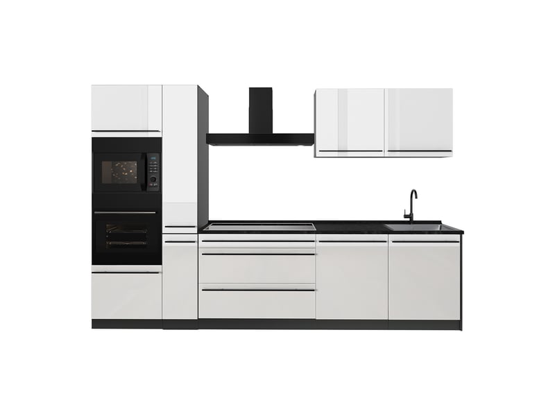 Vicco cuisine, blanc haute brillanceanthracite, 310cm plan de travail anthracite - Conforama A