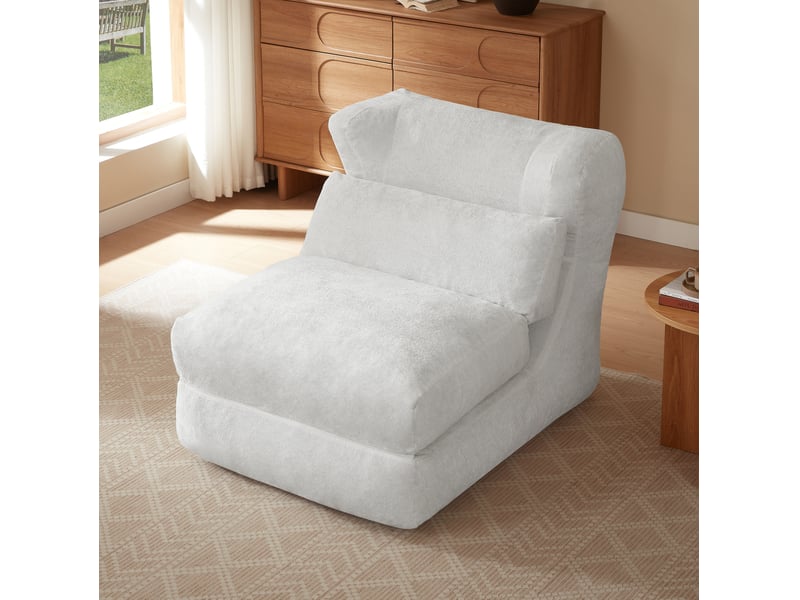  Fauteuil convertible en chaise longue 90x118x86 cm blanc en mousse  - Conforama E