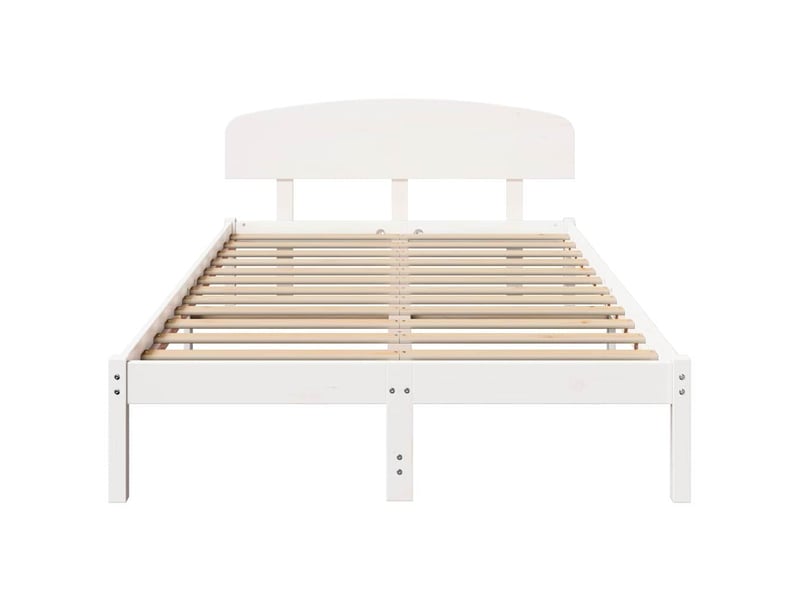  Lit double- lit adulte -  cadre de lit avec tête de lit blanc 120 x 200 cm pin massif  - Conforama D