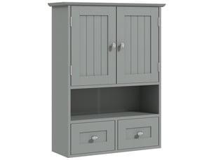 Armoire murale de salle de bain, armoire de toilette, avec portes, étagère, 2 tiroirs, 50,8l x 17,8p x 66h cm, gris