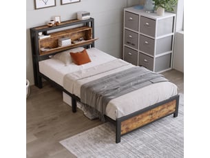 Lit avec rangement 90x200 cm WISHDOR coloris naturel