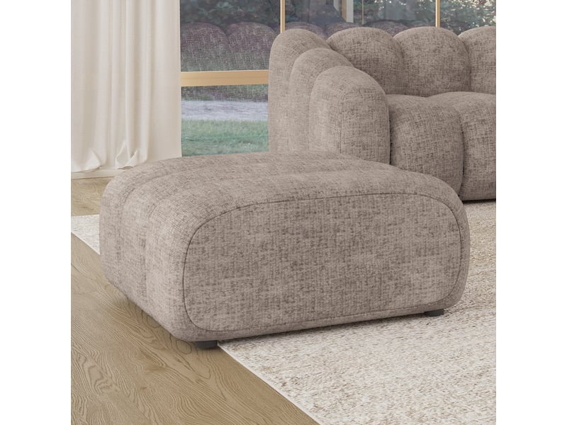  Gabya pouf rectangle matelassé en tissu taupe  - Conforama D