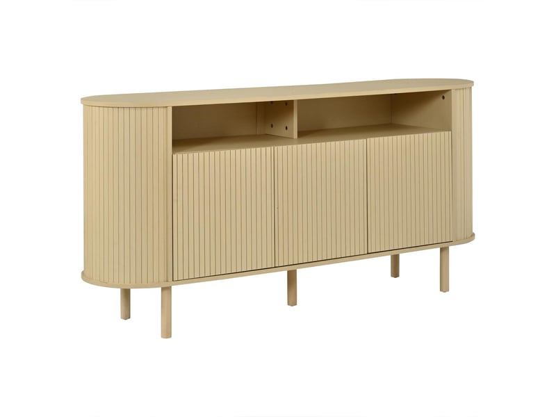  Buffet 3 portes et 2 niches en panneau de particules coloris naturel 160x40x78.5 cm N625P485265266H - Conforama B
