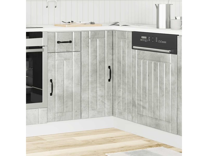 Armoire d'angle de cuisine lucca gris béton bois d'ingénierie - Conforama C