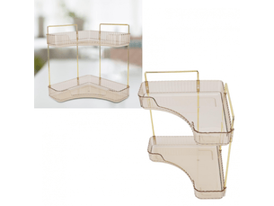 Étagère d'angle de salle de bain à 2 niveaux, gain de place, montage facile, étagère d'angle en métal pour cosmétiques