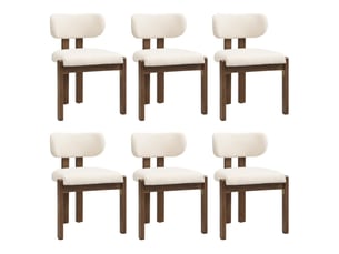 6 chaises de salle à manger bois massif confortables respirantes adaptées salles à manger salons cafés style moderne tissu bouclé couleur noyer