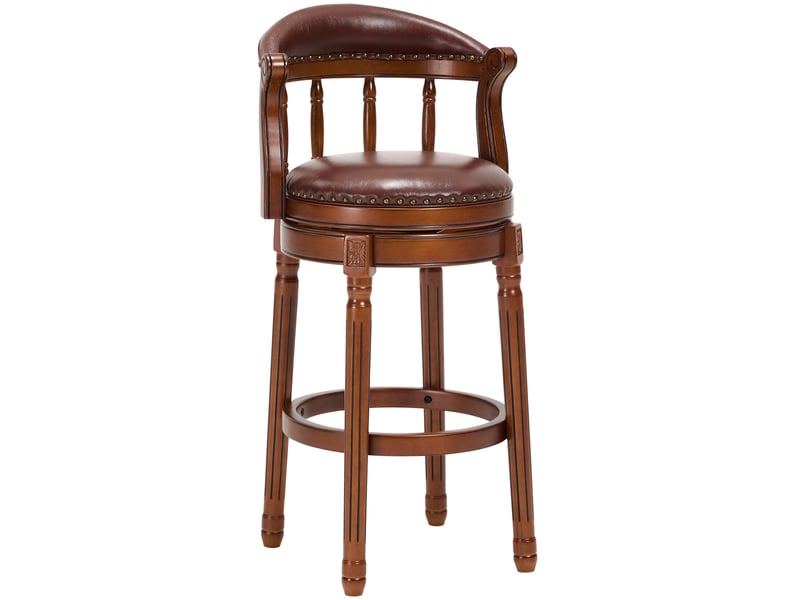  Tabouret de bar pivotant,54,8x54,8x96 cm,avec dossier,cuir véritable,marron  - Conforama A
