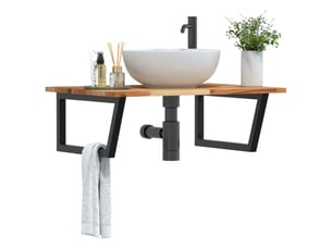 Étagère de vasque | étagère murale acier et bois massif d'acacia shl4883