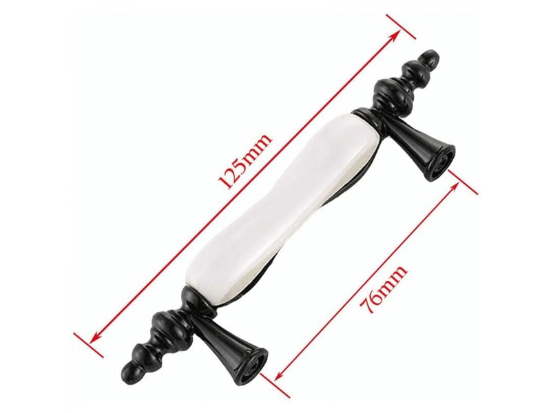  Lot de poignées poignée de meuble poignée de porte en céramique de style moderne avec vis pour armoire placard tiroir distance entre les axes blanc et noir  - Conforama B