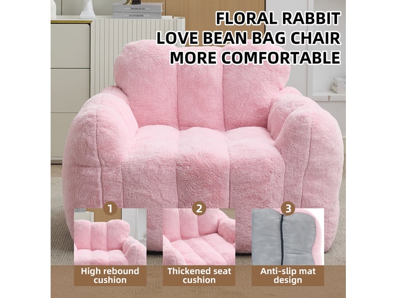  Fauteuil rembourré modenvie love bean bag rose 90 x 105 x 75 cm en peluche  - Conforama E
