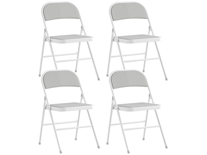  Lot de 4 chaises pliantes chaises de salle à manger portables cadre en acier 45 x 46 x 78 cm blanc  - Conforama A