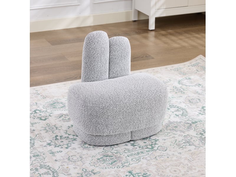  Pouf lapin 54x41.5x54 cm sans rangement tissu gris blanc  - Conforama E