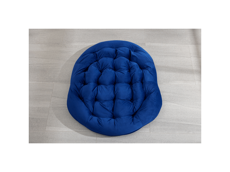  Fauteuil à bascule d'extérieur en rotin synthétique, structure acier, bleu marine  - Conforama D