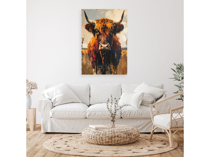  Tableaux, vache écossaise dans une prairie 70x100 1312610099 - Conforama B