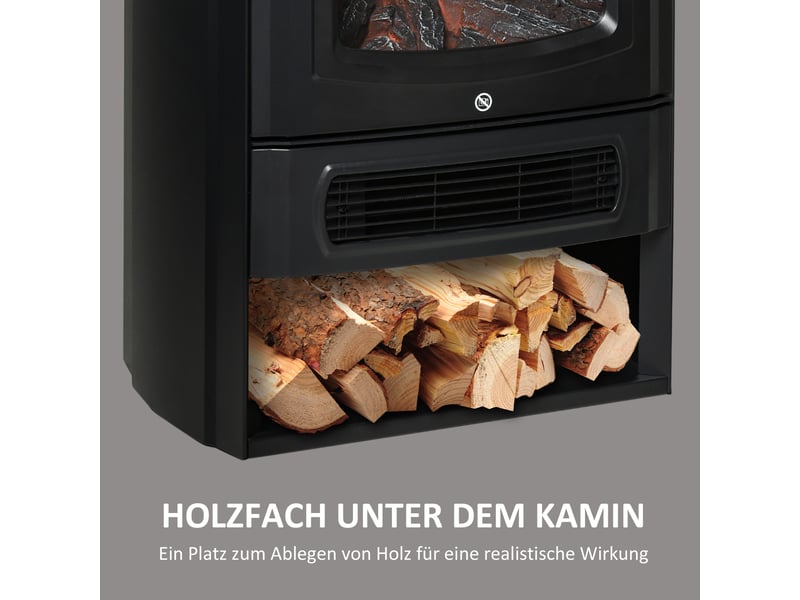  Cheminée électrique avec chauffage, cheminée électrique avec effet flamme led, cheminée décorative 1000 w2000 w avec thermostat, poêle-cheminée électrique, noir  - Conforama E