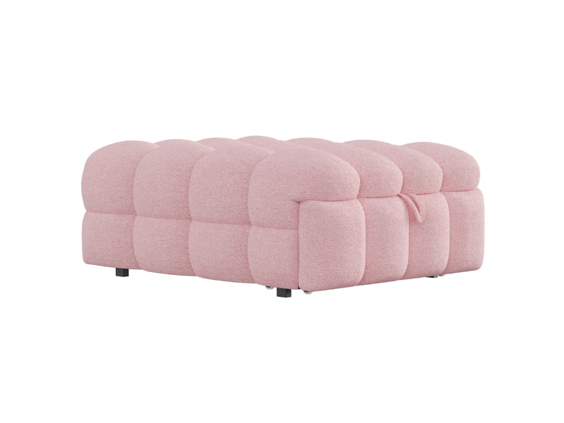  Lit banquette convertible 2-en-1, 183 x 76 x 42 cm, gain de place, mousse haute densité, confort tissu teddy, rose  - Conforama R