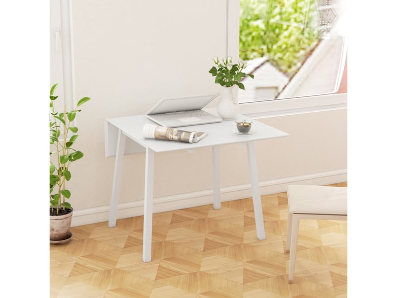  Table de cuisine pliable table à manger pliante avec plateau rabattable en bois pour 2 à 4 personnes blanc  - Conforama D