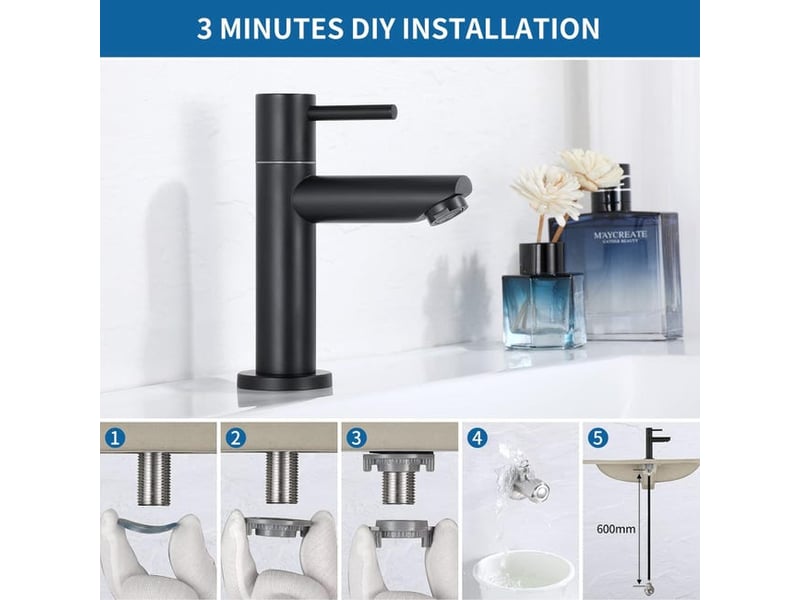  Robinet d'eau froide noir, tuyau non inclus HRC0002462LY - Conforama E