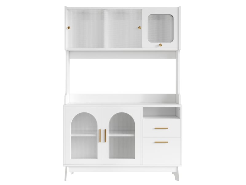  Buffet haut avec prises de courant et ports usb blanc 120 x 40 x 178 cm N634D0054W - Conforama A