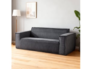 Canapé droit fixe MAISENTIEL  2 places Velours côtelé gris