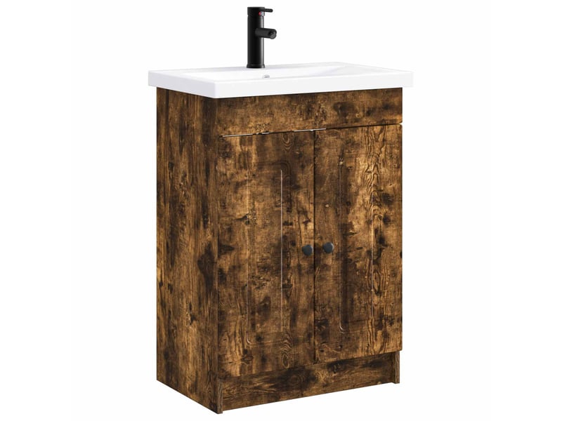  Ensemble de mobilier de salle de bain chêne fumé shl5786  - Conforama A